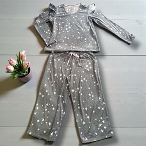 Comfort Code Women's 2-piece Knit Pajama Set Gray Tossed Stars